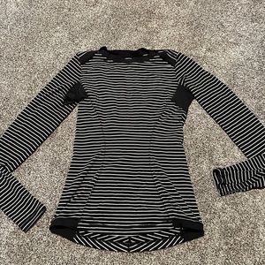 lululemon athletica Black and White Striped Long Sleeve Tee